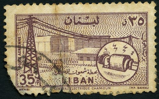Libano - 1954 - Correio Aereo - Central Eletrica Chamoun - 35Pia