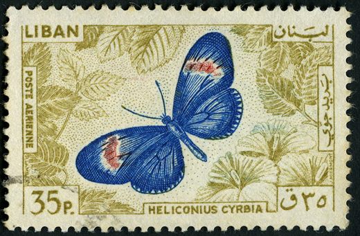Libano - 1965 - Correio Aereo Borboletas - Heliconius Cyrbia - 35Pia