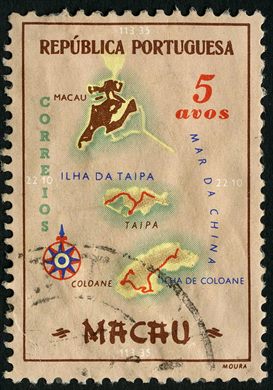 Macau - 1956 - Mapa de Macau - 5Avos