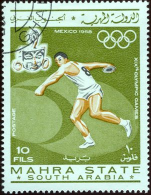 Mahra - 1967 - Olimpiadas Mexico 1968 Lancamento de Disco - 10Fils