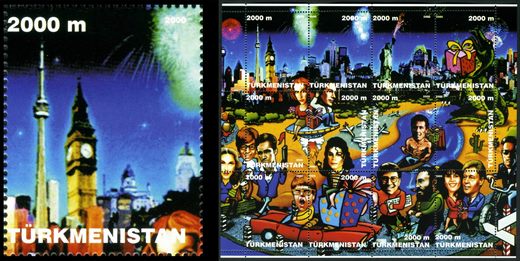 Turquemenistao (Vinhetas) - 2000 - Sonhos do Seculo XX Bloco - 2000M