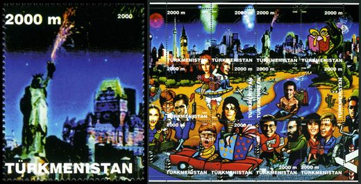 Turquemenistao (Vinhetas) - 2000 - Sonhos do Seculo XX Bloco - 2000M