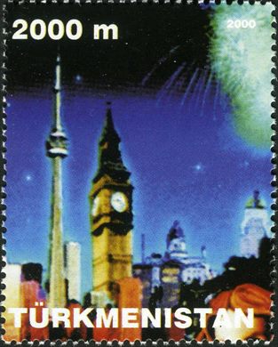 Turquemenistao - 2000 - Pop Art Cidade Noturna - 2000M