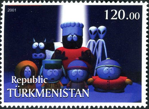Turquemenistao - 2001 - South Park Personagens com Chef - 120M