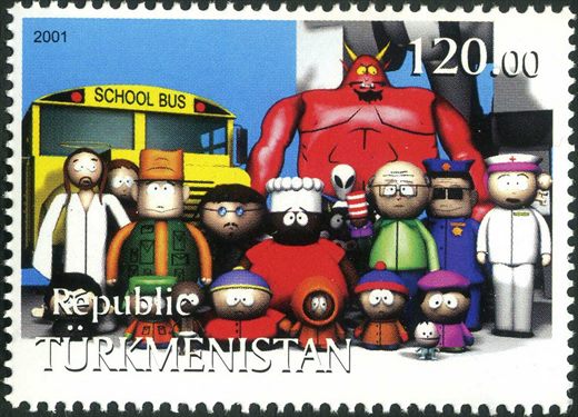 Turquemenistao - 2001 - South Park Autocarro Escolar e Diabo - 120M
