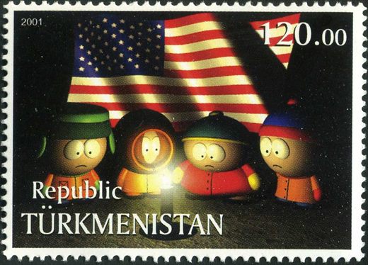 Turquemenistao - 2001 - South Park Bandeira Americana - 120M