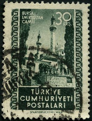 Turquia - 1952 - Paisagens Bursa Emirsultan Camii - 30K