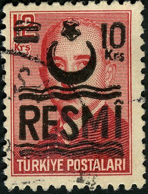 Turquia - 1955 - Ataturk Sobrecarga Resmi 10 Sobre 12 - 10Krs