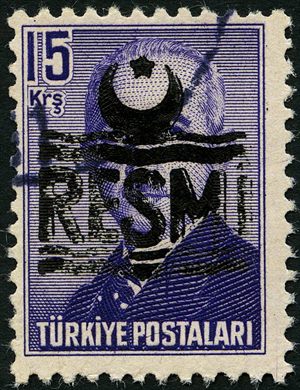 Turquia - 1955 - Ataturk Sobrecarga Resmi - 15Krs