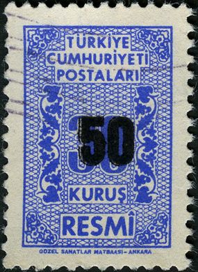 Turquia - 1955 - Ataturk Sobrecarga Resmi - 15Krs