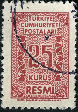 Turquia - 1957 - Resmi Numerico - 25Krs