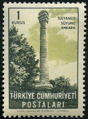 Turquia - 1958 - Paisagens Coluna Juliano Ankara - 1K Verde