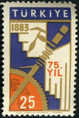 Turquia - 1958 - 75 Anos PTT - 25K