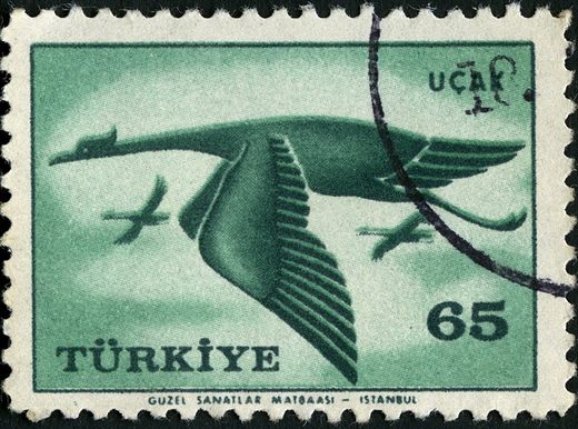 Turquia - 1959 - Aerea Aves Estilizadas - 65Krs
