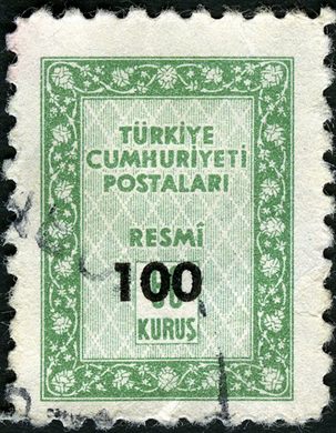 Turquia - 1963 - Resmi Ornamental Sobrecarga - 100Krs
