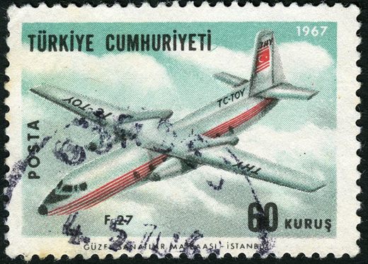 Turquia - 1967 - Aviao Fokker F27 - 60Kurus