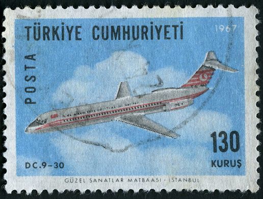 Turquia - 1967 - Aviao DC9 30 - 130Kurus