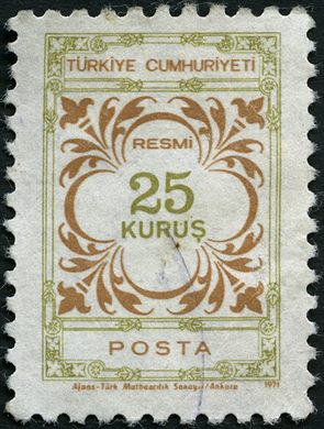 Turquia - 1971 - Resmi Posta Ornamental - 25Krs