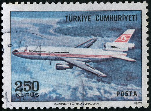 Turquia - 1973 - Aviao DC10 THY - 250Kurus