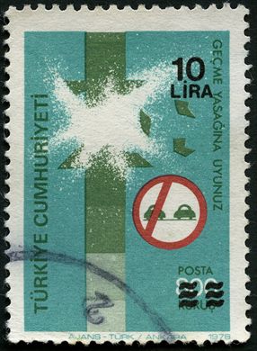 Turquia - 1978 - Sinalizacao Rodoviaria Nao Ultrapassar Sobrecarga - 10Lira