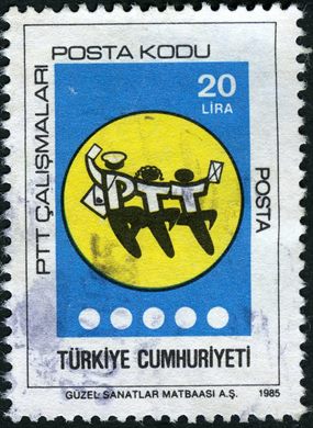 Turquia - 1985 - PTT Codigo Postal - 20Lira Azul