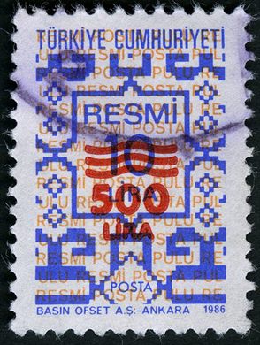Turquia - 1986 - Resmi Basin Ofset Sobretaxa - 500Lira sobre 10Lira