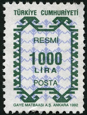 Turquia - 1992 - Resmi Ornamental - 1000Lira
