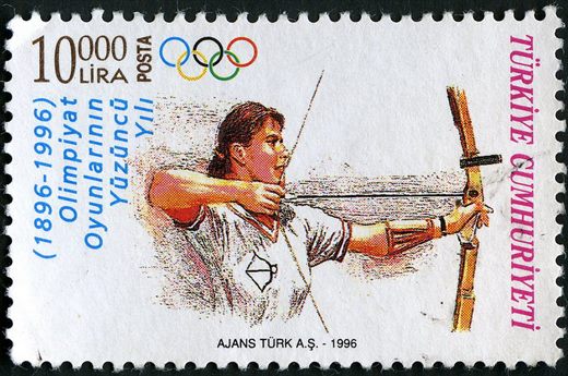 Turquia - 1996 - Olimpiadas Centenario Tiro com Arco - 10000Lira