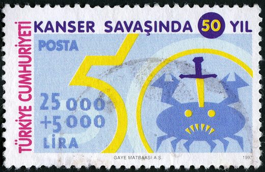 Turquia - 1997 - Cinquenta Anos Luta Contra Cancro - 25000 Plus 5000Lira
