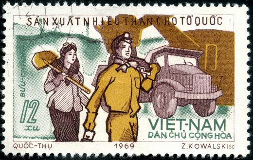 Vietname do Norte - 1969 - Producao de Carvao para a Patria - 12Xu