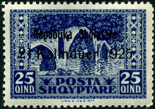 Albania - 1925 - Sobrecarga Republika 21 Kallnduer - Ponte Vezirit - 25Q
