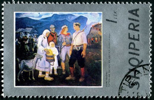 Albania - 1974 - Pinturas Albanesas - Guri Madhi Shteg me Cetat Partizane - 1L