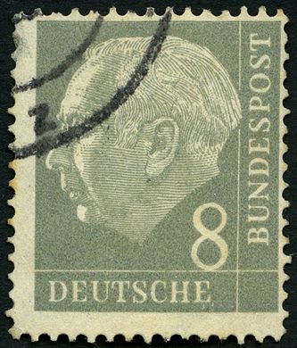 Alemanha Ocidental - 1954 - Theodor Heuss - 8Pf