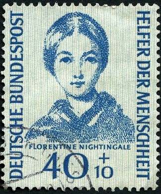 Alemanha Ocidental - 1955 - Ajudantes da Humanidade - Florence Nightingale - 40 Plus 10Pf