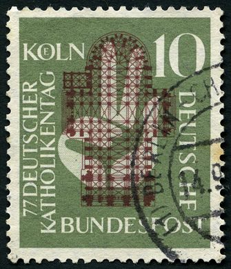 Alemanha Ocidental - 1956 - 77 Katholikentag Colonia - Planta Catedral - 10Pf