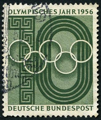 Alemanha Ocidental - 1956 - Ano Olimpico - Aneis e Meandros Gregos - 10Pf