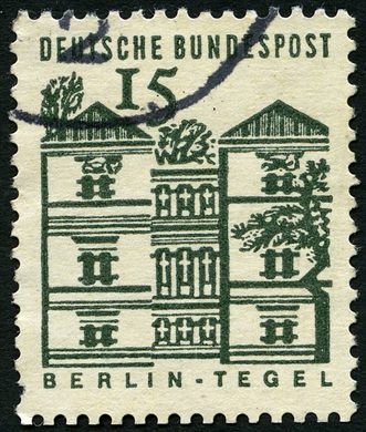 Alemanha Ocidental - 1965 - Edificios Alemaes - Schloss Tegel Berlim - 15Pf