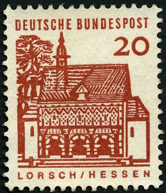 Alemanha Ocidental - 1965 - Edificios Alemaes - Torhalle Lorsch - 20Pf