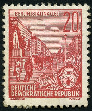 Alemanha Oriental - 1953 - Funfjahresplan - Berlin Stalinallee - 20Pf