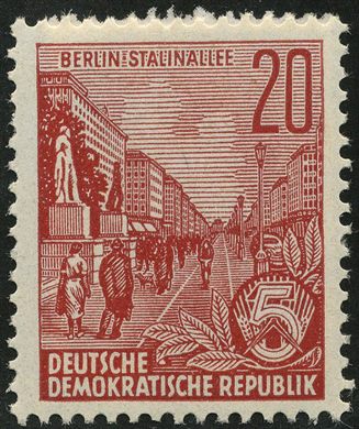 Alemanha Oriental - 1953 - Funfjahresplan - Berlin Stalinallee - 20Pf