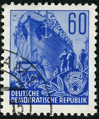 Alemanha Oriental - 1953 - Funfjahresplan - Hochseeschiff - 60Pf
