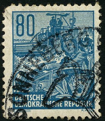 Alemanha Oriental - 1953 - Funfjahresplan - Mahdrescher - 80Pf