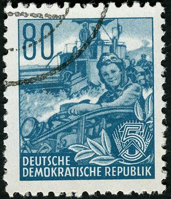 Alemanha Oriental - 1953 - Funfjahresplan - Mahdrescher - 80Pf