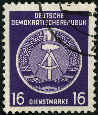 Alemanha Oriental - 1954 - Dienstmarke - Staatswappen - 16Pf