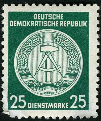 Alemanha Oriental - 1954 - Dienstmarke - Staatswappen - 25Pf