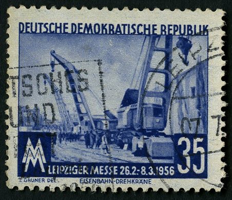 Alemanha Oriental - 1956 - Feira de Leipzig - Gruas Ferroviarias - 35Pf