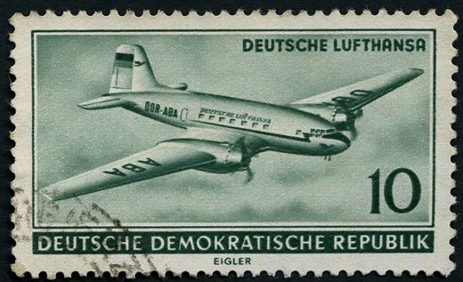 Alemanha Oriental - 1956 - Deutsche Lufthansa - Aviao - 10Pf