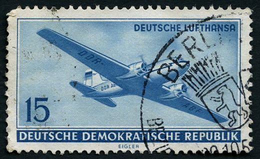 Alemanha Oriental - 1956 - Deutsche Lufthansa - Aviao - 15Pf