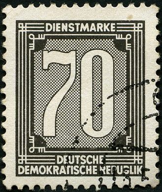 Alemanha Oriental - 1956 - Dienstmarke Verwaltungspost A - Ziffer - 70Pf