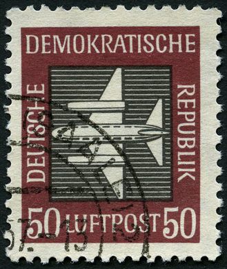Alemanha Oriental - 1957 - Luftpost Flugpostmarken - Aviao - 50Pf